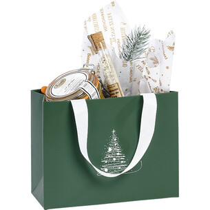 Sac papier ELEGANCE D'HIVER texture vert/blanc poignées... 2