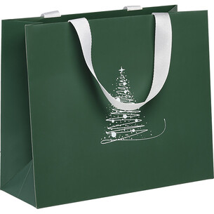 Sac papier ELEGANCE D'HIVER texture vert/blanc poignées...