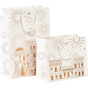 Sac papier VILLE EN FETE blanc/dorure à chaud cuivre... 2