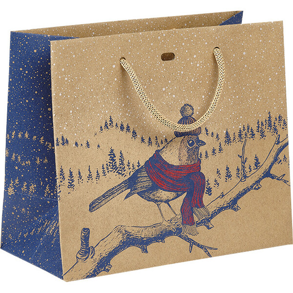 Sac papier kraft RENCONTRES INSOLITES bleu/rouge/poignées corde/oeillet de fermeture