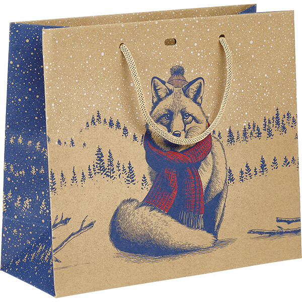 Sac papier kraft RENCONTRES INSOLITES bleu/rouge/poignées corde/oeillet de fermeture