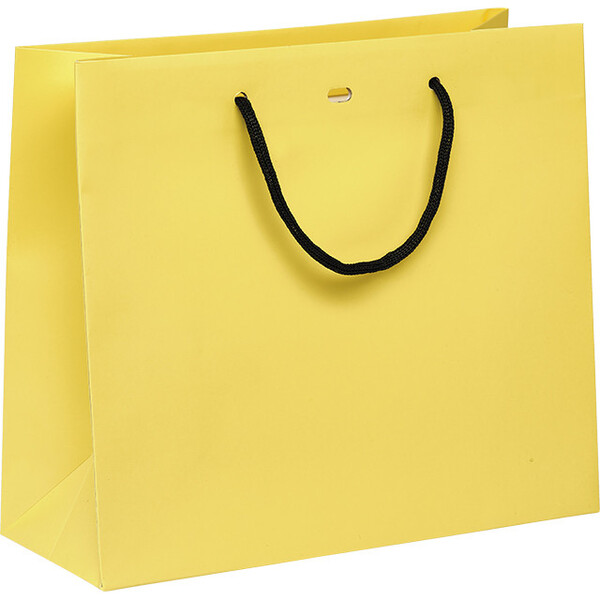 Bolsa papel amarillo asas papel negro ojal