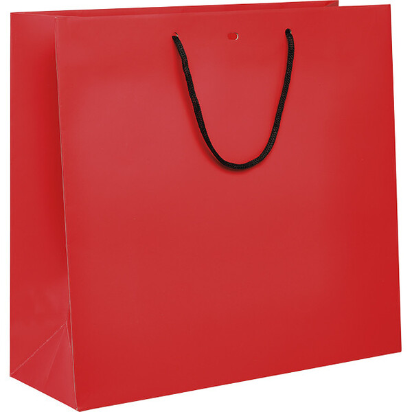 Bolsa papel rojo asas papel negro ojal