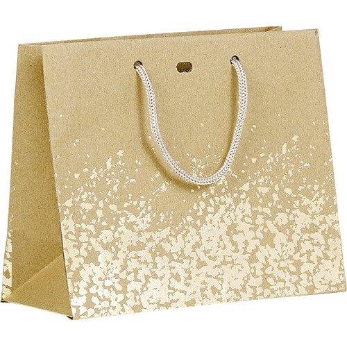 Sac papier kraft décor dorure à chaud or poignées corde or œillet