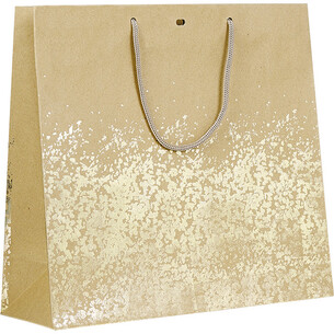 Sac papier kraft décor dorure à chaud or poignées corde...