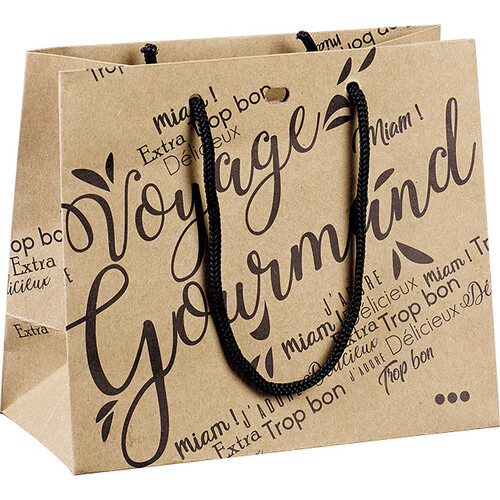 Saco de papel kraft preto VOYAGE GOURMAND/alças...