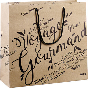 Bag paper kraft black VOYAGE GOURMAND rope handles... 2