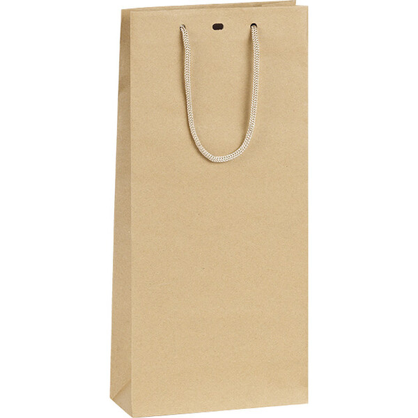 Bolsa papel kraft 2 botellas asas cordón ojal
