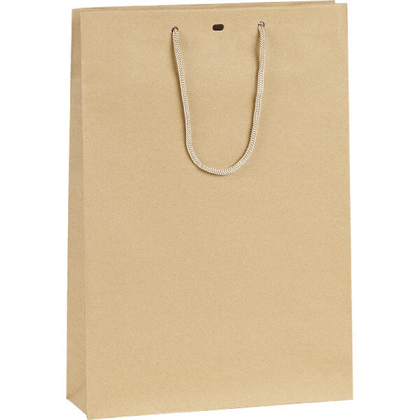 Bolsa papel kraft 3 botellas asas cordón ojal