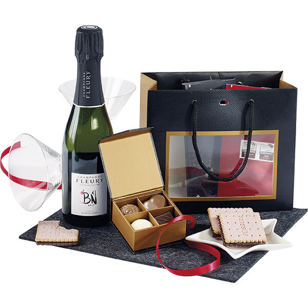 Saco de papel cobre/preto impressão UV janela de PVC/alças de corda/ilhó