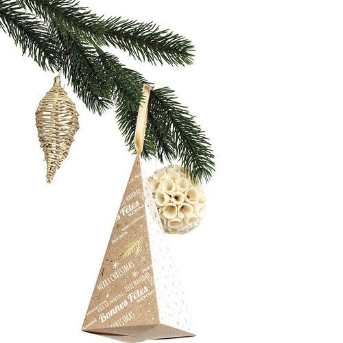 Pyramide papier BONNES FÊTES kraft/blanc/dorure...
