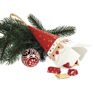 Cone paper Santa Claus red/white/gold satin ribbon 2