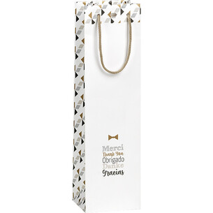 Bag paper 1 bottle THANK YOU white/black/gold gold cord...