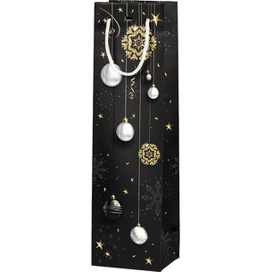Bag paper 1 bottle MERRY CHRISTMAS black/gold/Christmas...