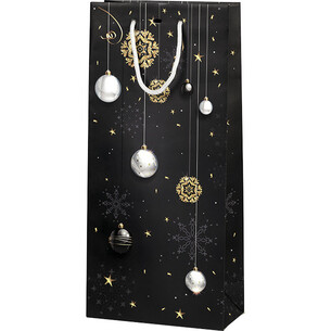 Bag paper 2 bottles MERRY CHRISTMAS black/gold/Christmas...