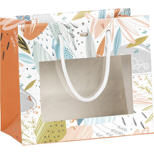 Sac papier ORANGE FRAÎCHEUR fenêtre PVC poignées corde...