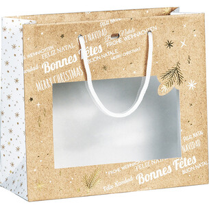 Bag paper MERRY CHRISTMAS kraft/white/gold hot foil...