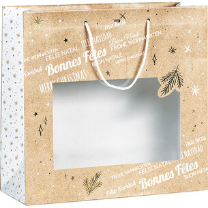 Bag paper MERRY CHRISTMAS kraft/white/gold hot foil...
