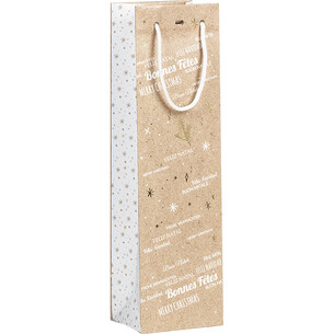Bag paper 1 bottle MERRY CHRISTMAS kraft/white/gold hot...