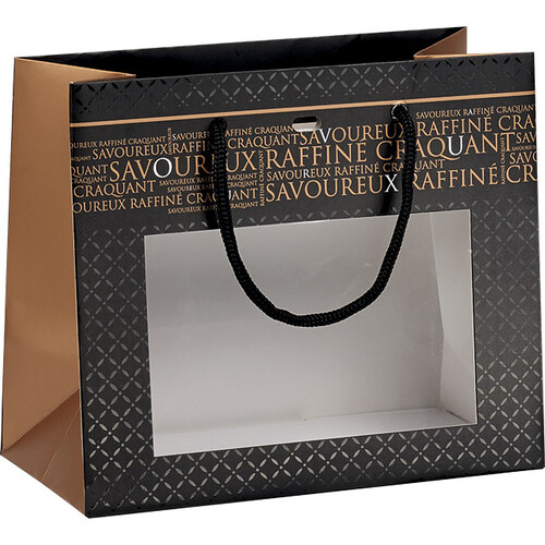 Bag paper SAVOUREUX black/copper PET window...