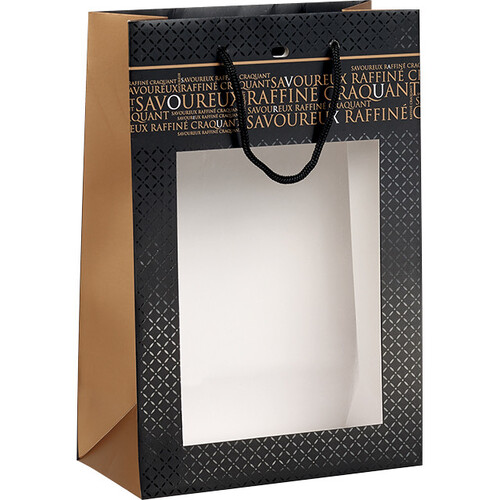 Bag paper SAVOUREUX black/copper PET window...