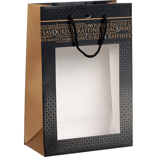Bag paper SAVOUREUX black/copper PET window...