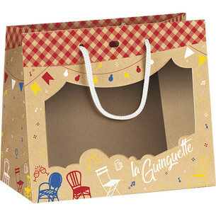 Bag paper kraft LA GUINGUETTE PET window red cord handles... 2