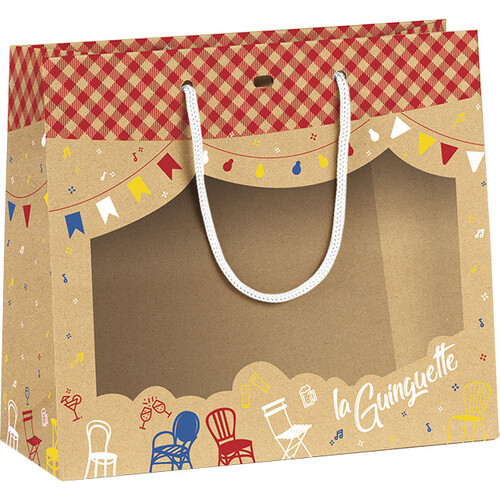 Bag paper kraft LA GUINGUETTE PET window red...