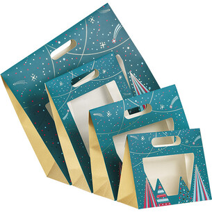 Bag paper foldover MERRY CHRISTMAS blue/red/gold hot foil... 2