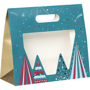 Bag paper foldover MERRY CHRISTMAS blue/red/gold hot foil...