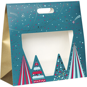 Bag paper foldover MERRY CHRISTMAS blue/red/gold hot foil...