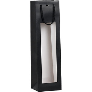 Bag paper 1 bottle black PET window cord handles eyelet
