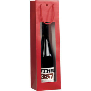 Bag paper 1 bottle red PET window cord handles eyelet 2