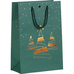 Bolsa papel FELIZ NAVIDAD verde/estampación en caliente...
