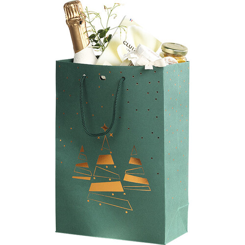 Bag paper MERRY CHRISTMAS green/copper hot foil...