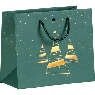 Bolsa papel FELIZ NAVIDAD verde/estampación en caliente...