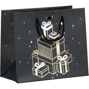 Bag paper CHRISTMAS PRESENTS black/gold hot foil stamping...