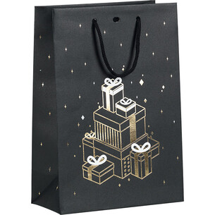 Bag paper CHRISTMAS PRESENTS black/gold hot foil stamping...