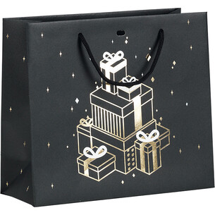 Bag paper CHRISTMAS PRESENTS black/gold hot foil stamping...