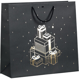 Bag paper CHRISTMAS PRESENTS black/gold hot foil stamping...