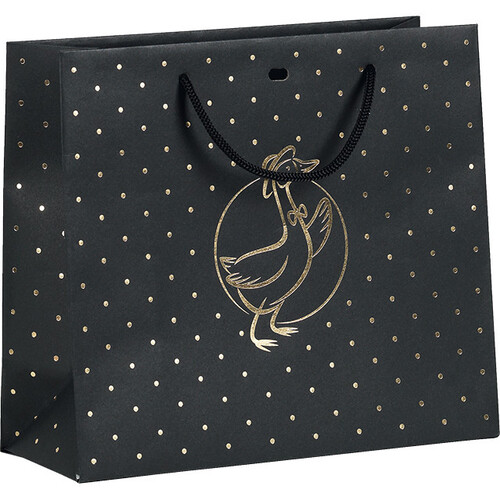 Sac papier TERROIR CHIC noir/dorure à chaud or  corde noire oeillet de fermeture