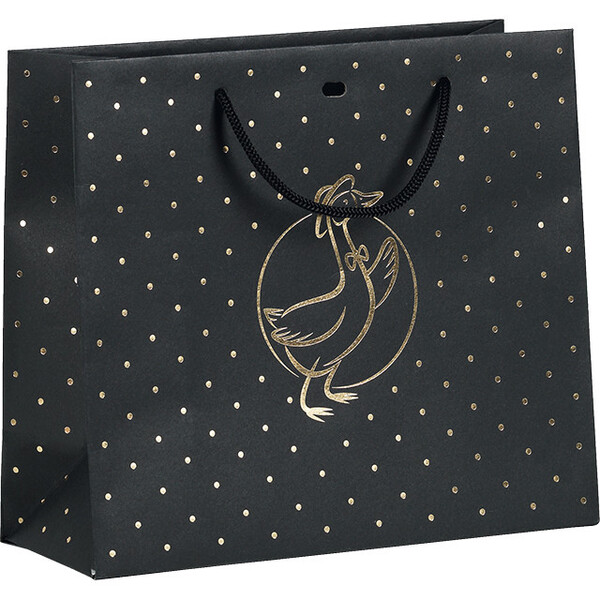 Saco papel PATO preto/estampagem a quente ouro cordão preta ilhó