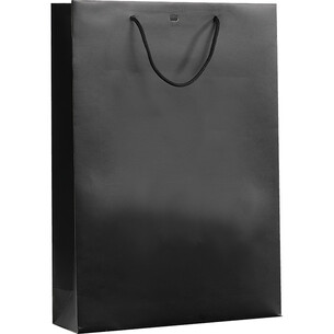 Saco papel 3 garrafas preto alças cordão ilhó separação