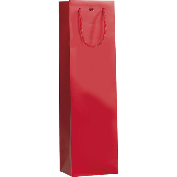 Saco papel 1 garrafa vermelho alças cordão ilhó