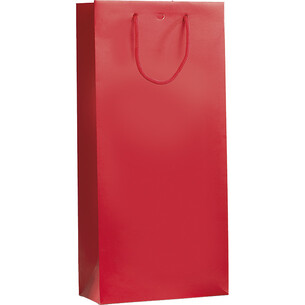 Saco papel 2 garrafas vermelho alças cordão ilhó separação