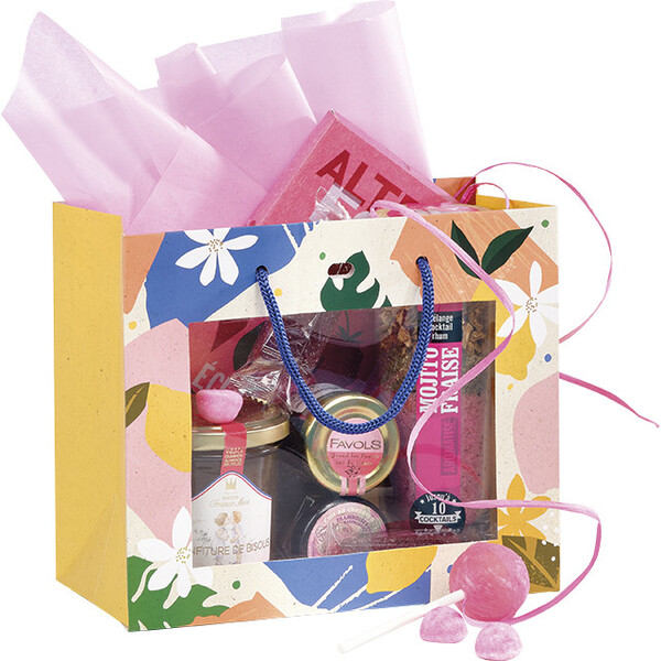 Bag paper CITRUS GARDEN PETwindow cord handles yellow eyelet