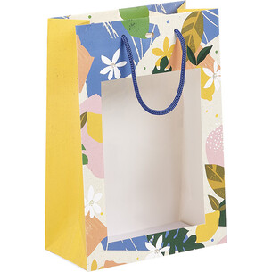Bag paper CITRUS GARDEN PETwindow cord handles yellow eyelet