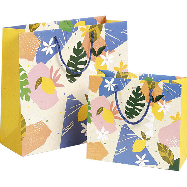 Bag paper CITRUS GARDEN cord handles yellow eyelet