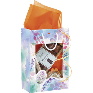 Sac papier FLEURS D'AQUARELLE fenêtre PET poignées corde... 2
