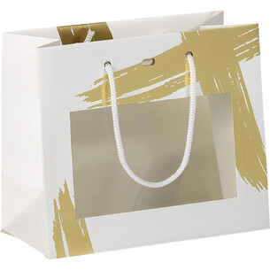 Sac papier SIGNATURE blanc/dorure à chaud or fenêtre PET...